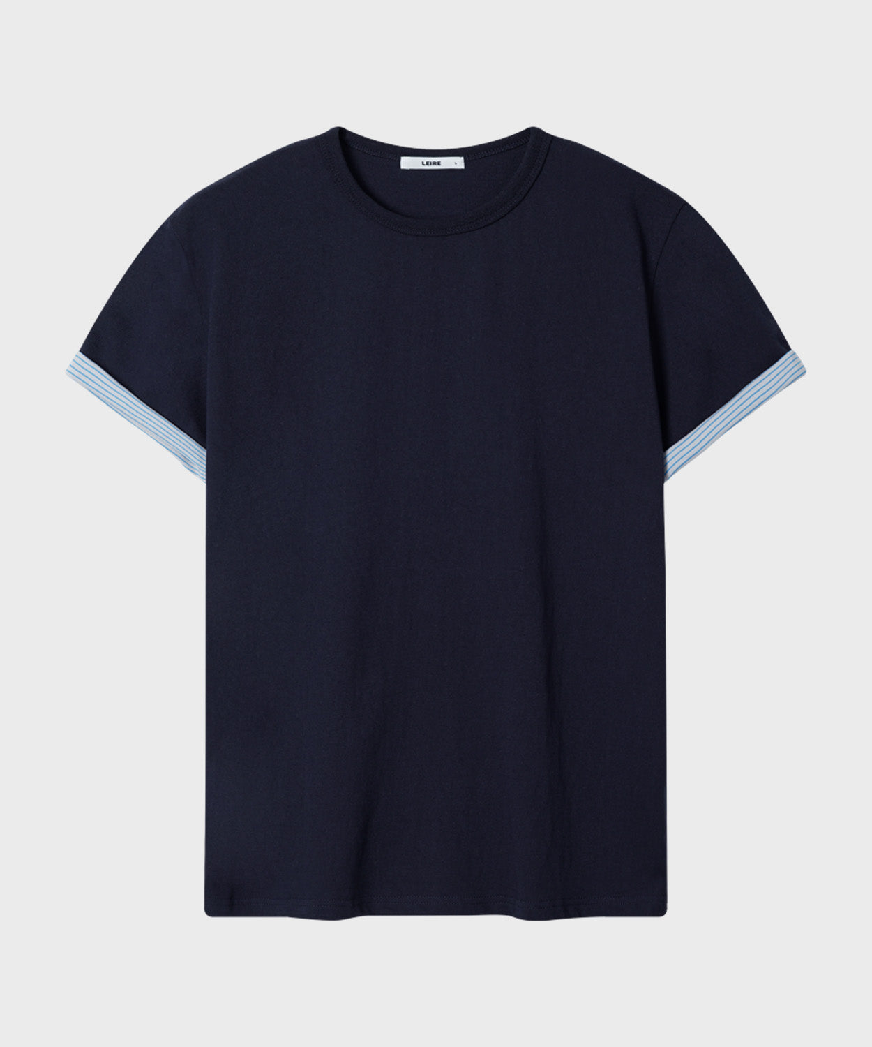 Stripe Layered Roll-Up T-Shirt [Navy]