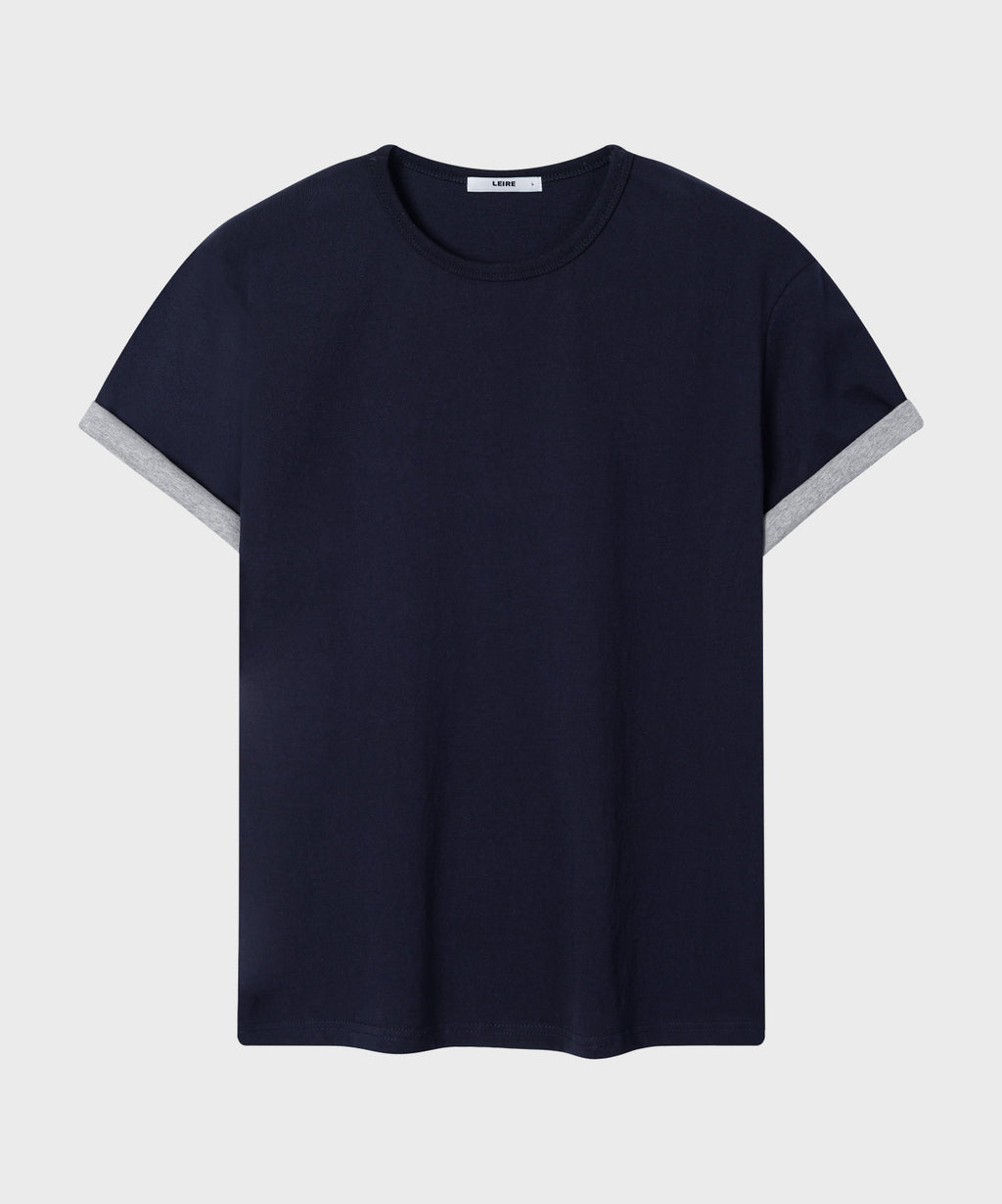 Color Layered Roll-Up T-Shirt [Navy]