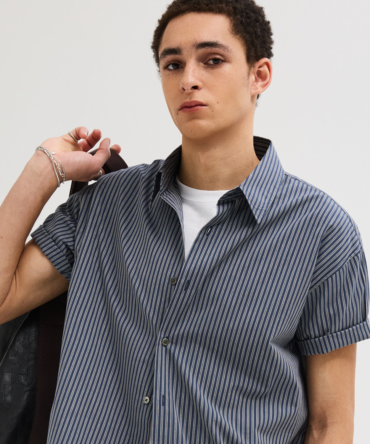 Essential Stripe Short Sleeve Shirt [Navy]