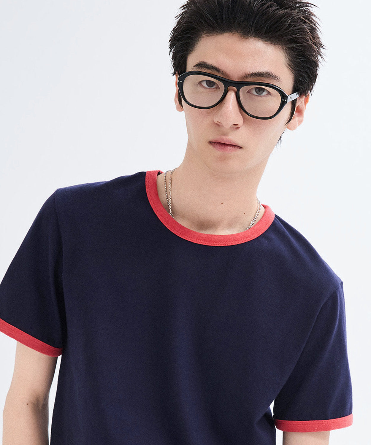 Essential Ringer Color-Block T-Shirt [Navy]