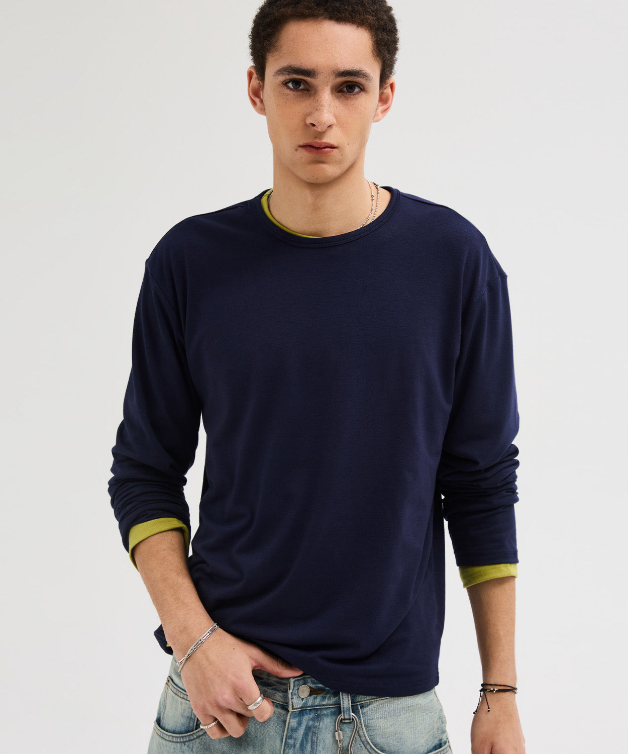 Soft Round Long Sleeve T-Shirt [Navy]