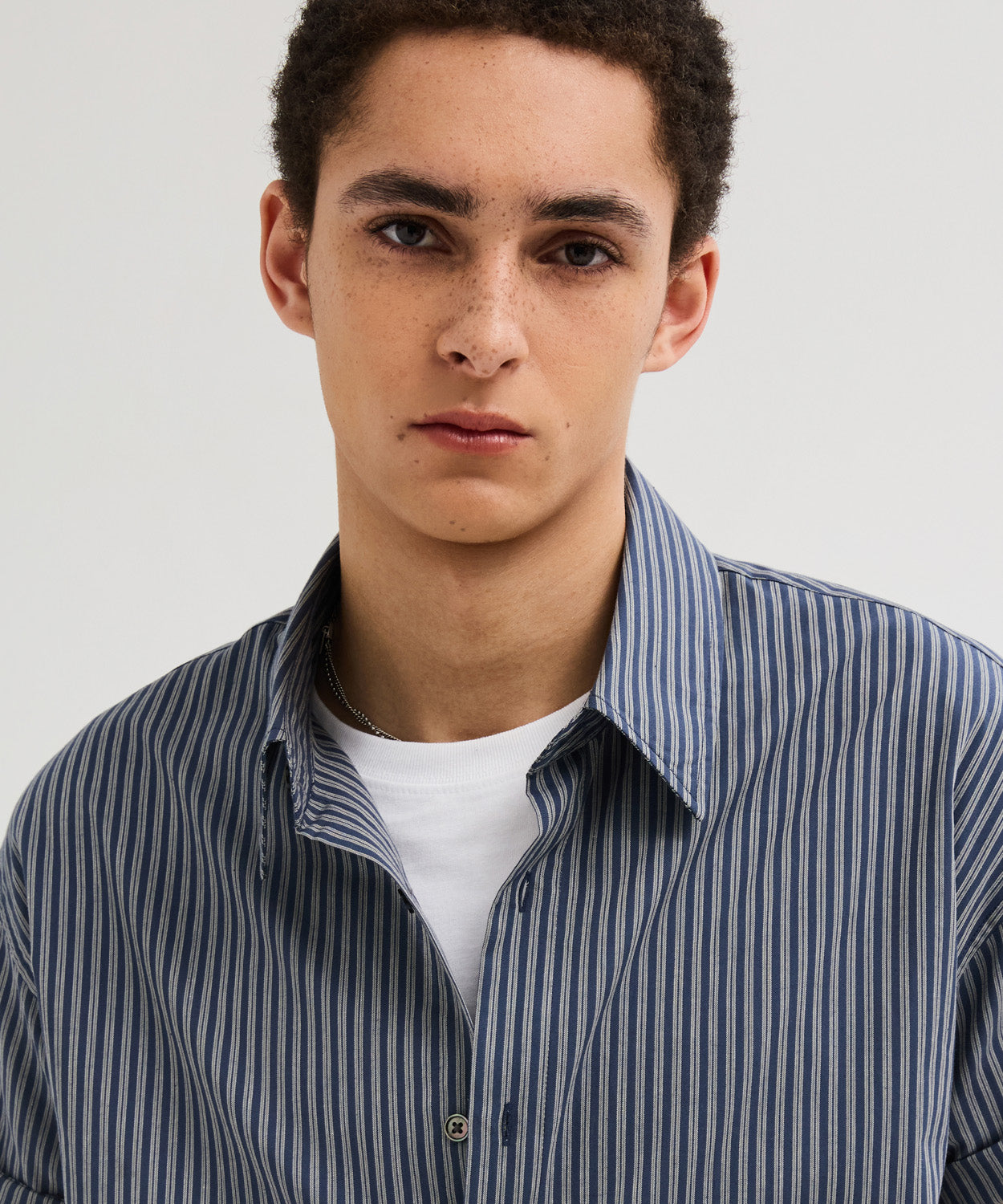 Essential Stripe Short Sleeve Shirt [Navy]