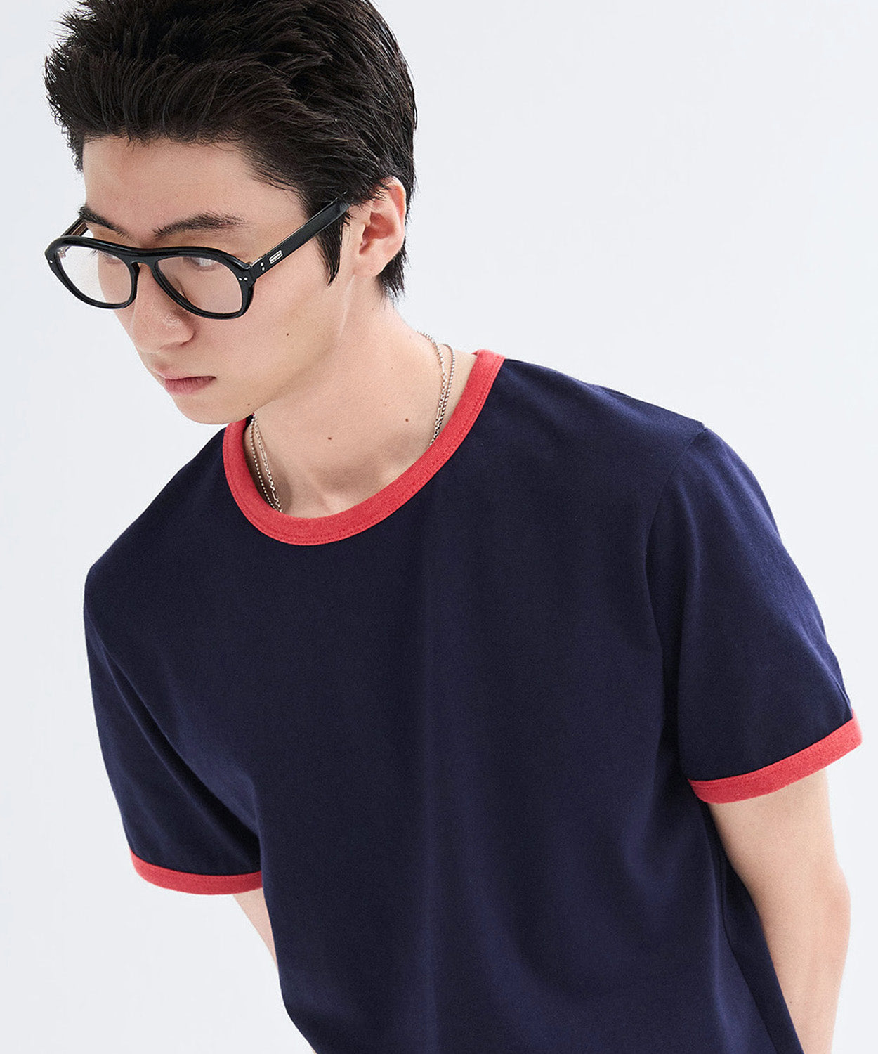 Essential Ringer Color-Block T-Shirt [Navy]