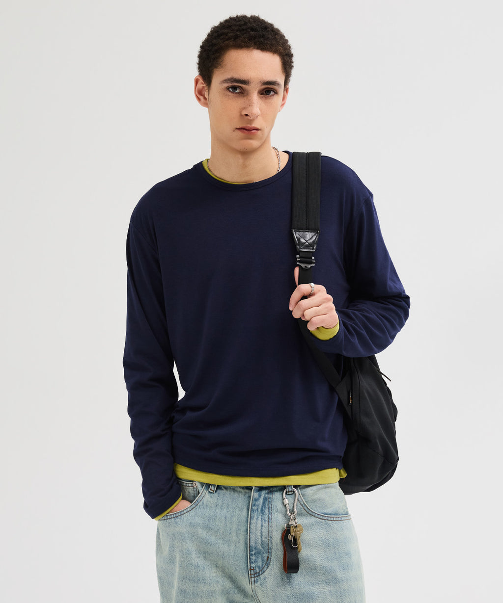 Soft Round Long Sleeve T-Shirt [Navy]