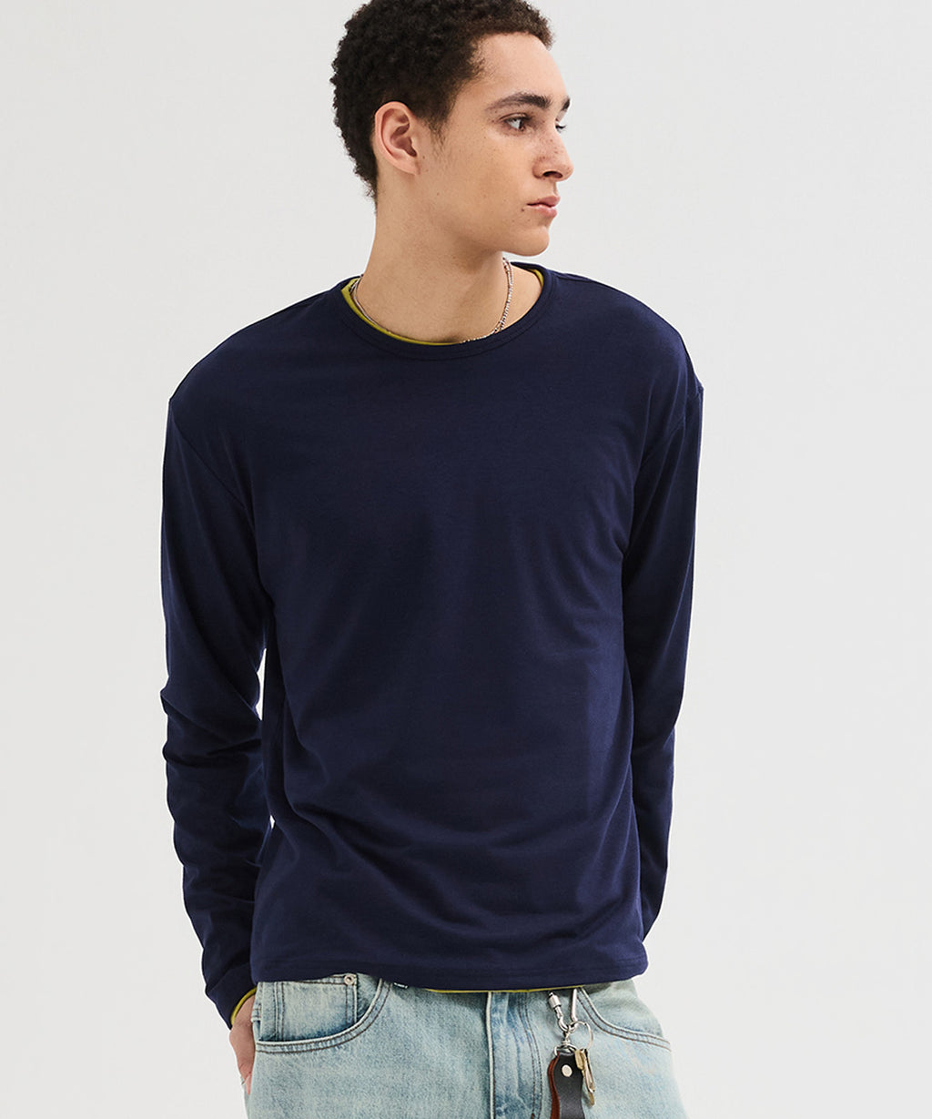 Soft Round Long Sleeve T-Shirt [Navy]