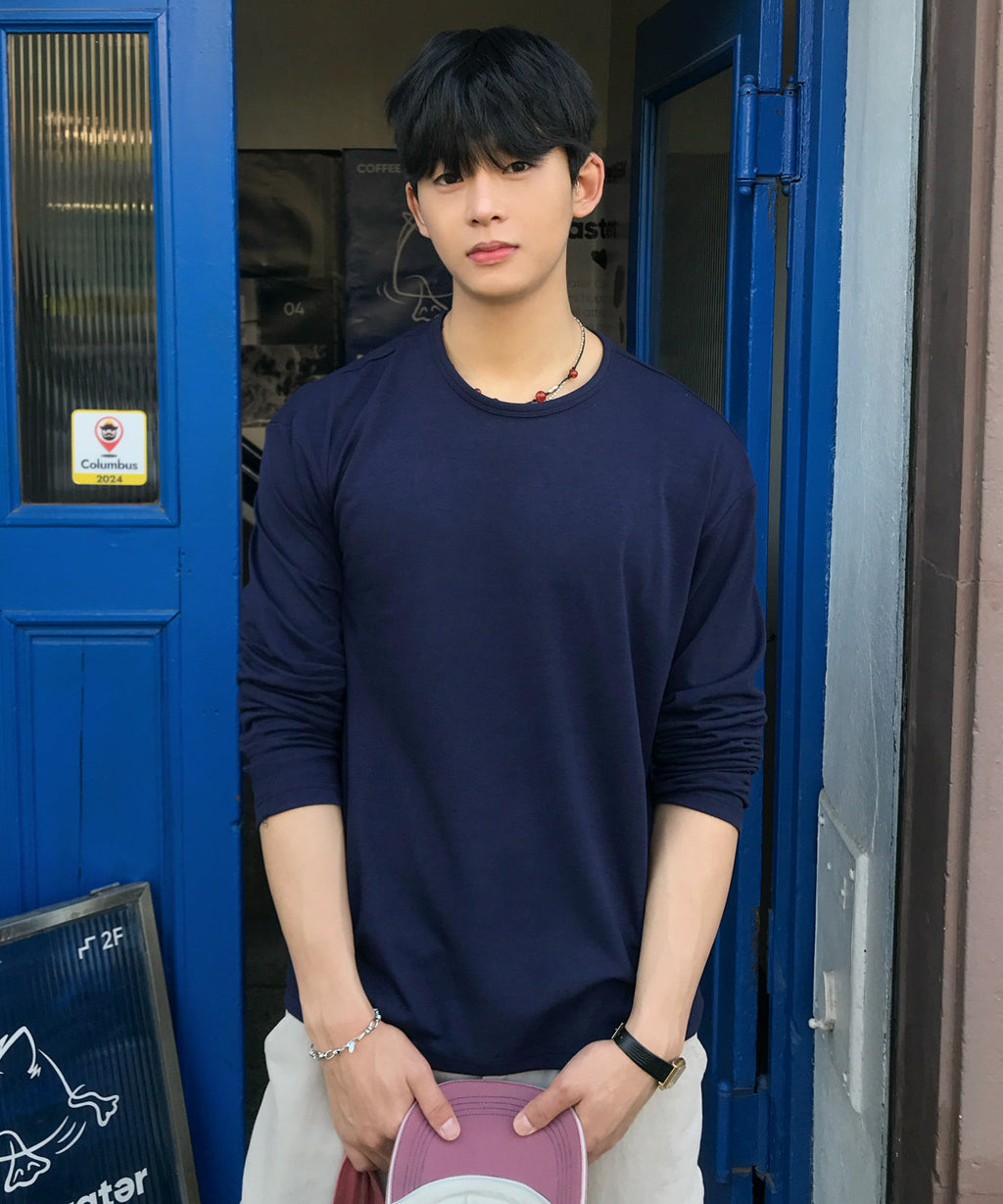 Soft Round Long Sleeve T-Shirt [Navy]