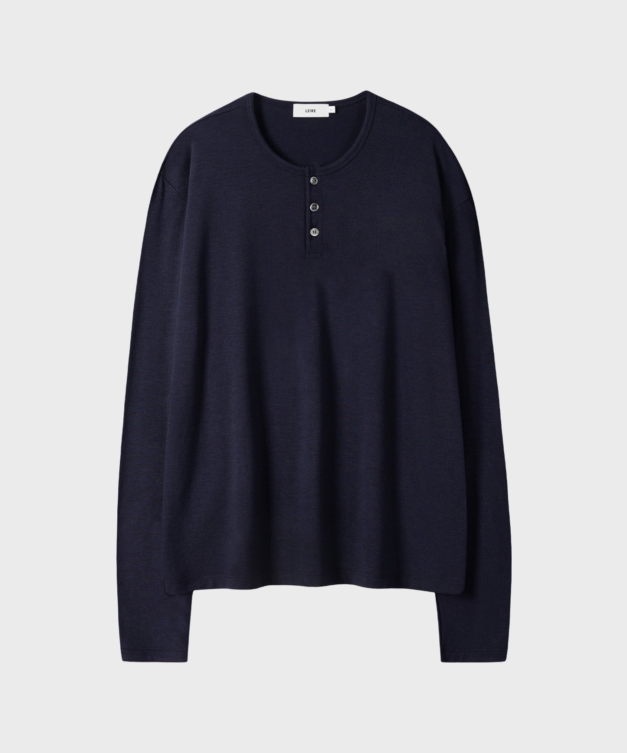 Soft Henley Neck Long Sleeve T-Shirt [Navy]