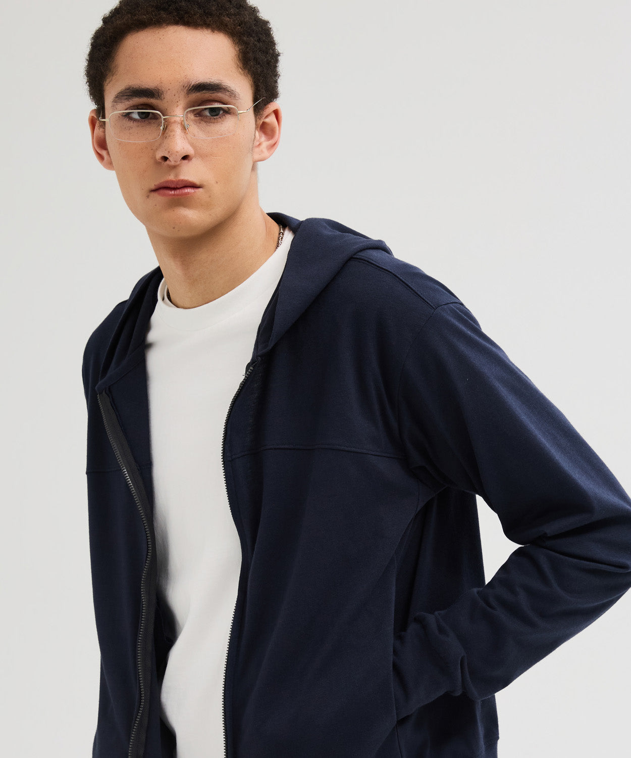 Slim Fit Hoodie Zip-Up [Navy]