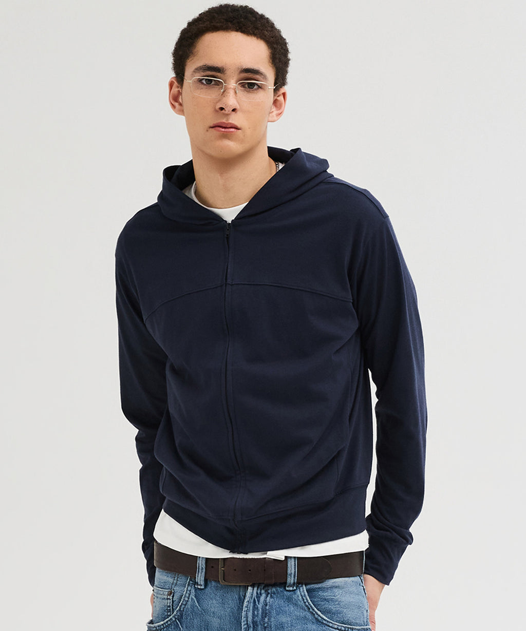 Slim Fit Hoodie Zip-Up [Navy]