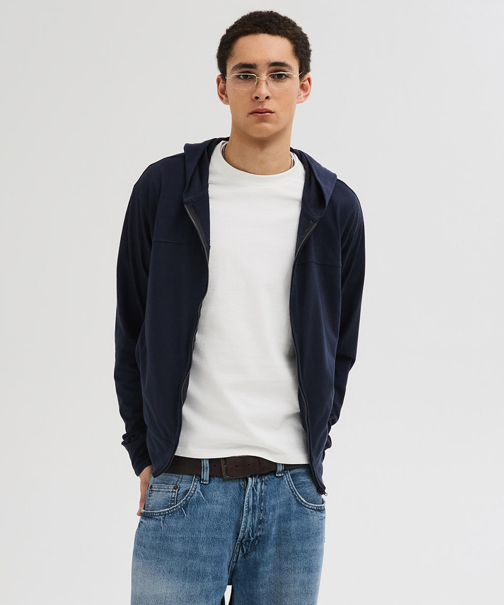 Slim Fit Hoodie Zip-Up [Navy]