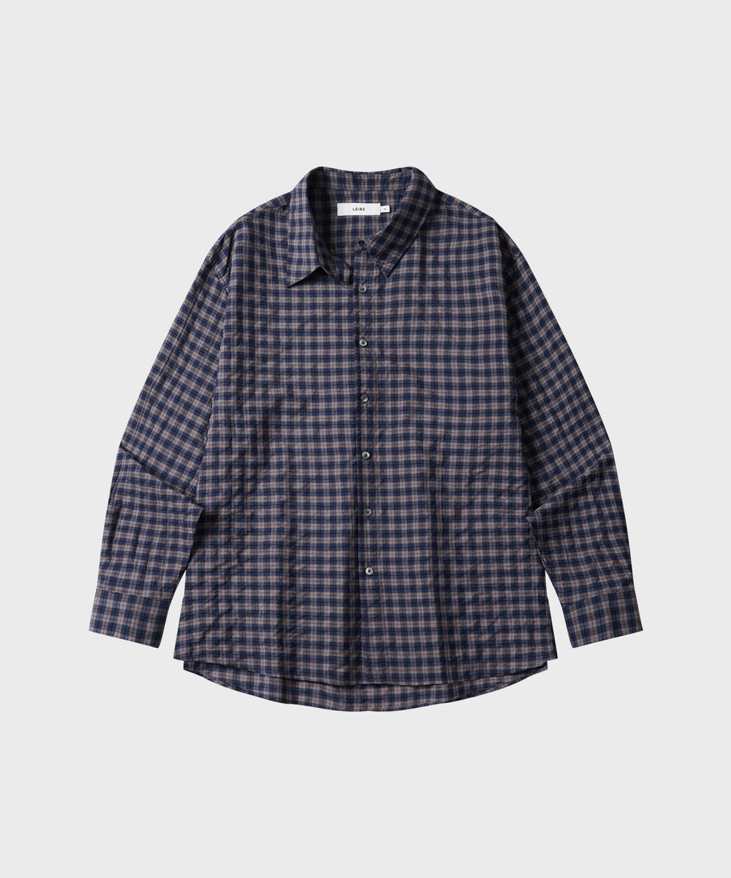 Seersucker Two-Tone Check Shirt [Navy]