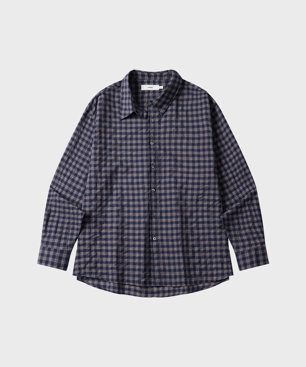 Seersucker Two-Tone Check Shirt [Navy]