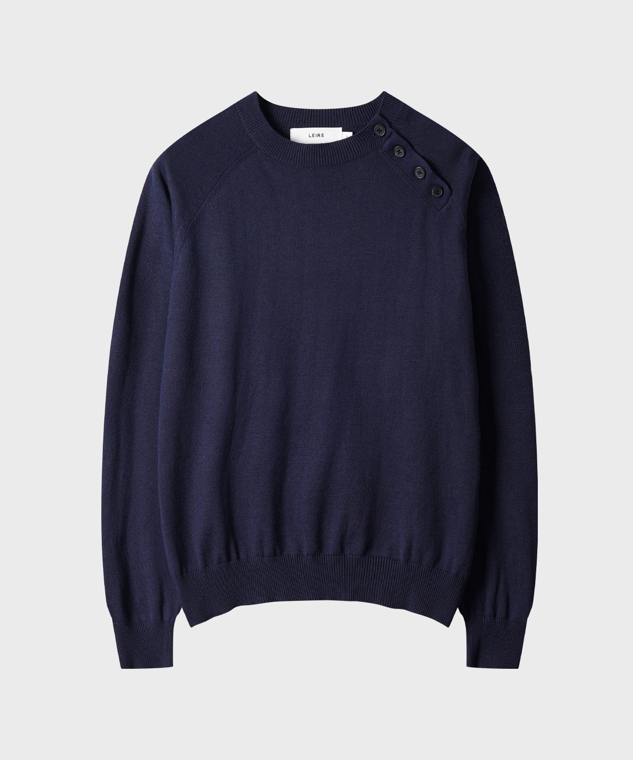Diagonal Henley Neck Crop Knit [Navy]