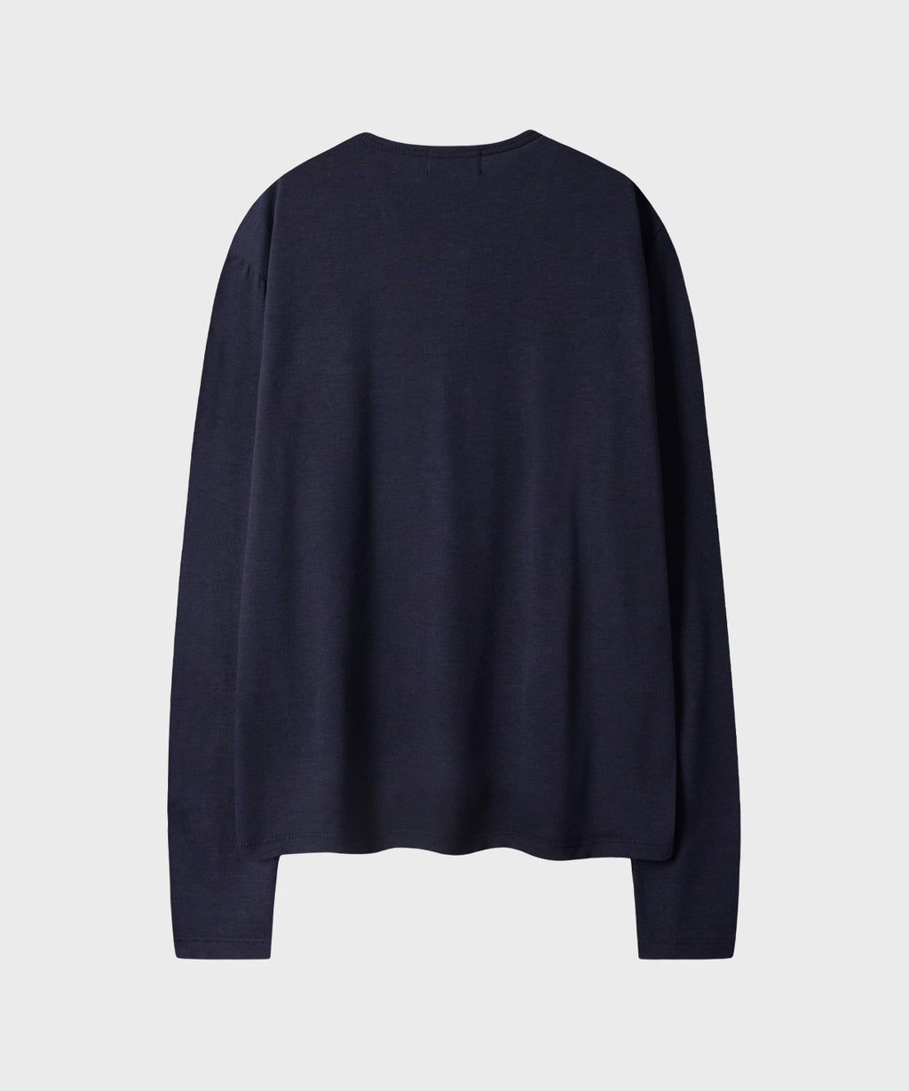 Soft Henley Neck Long Sleeve T-Shirt [Navy]
