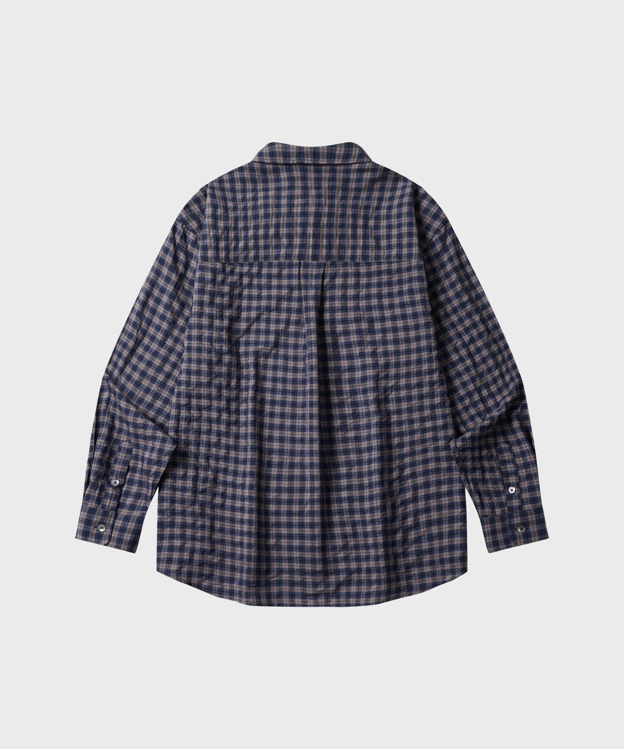 Seersucker Two-Tone Check Shirt [Navy]