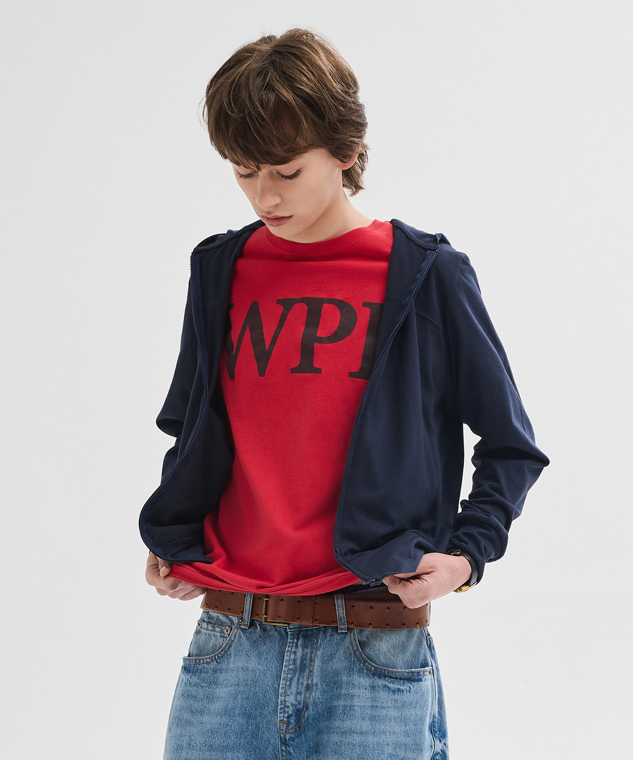Slim Fit Hoodie Zip-Up [Navy]