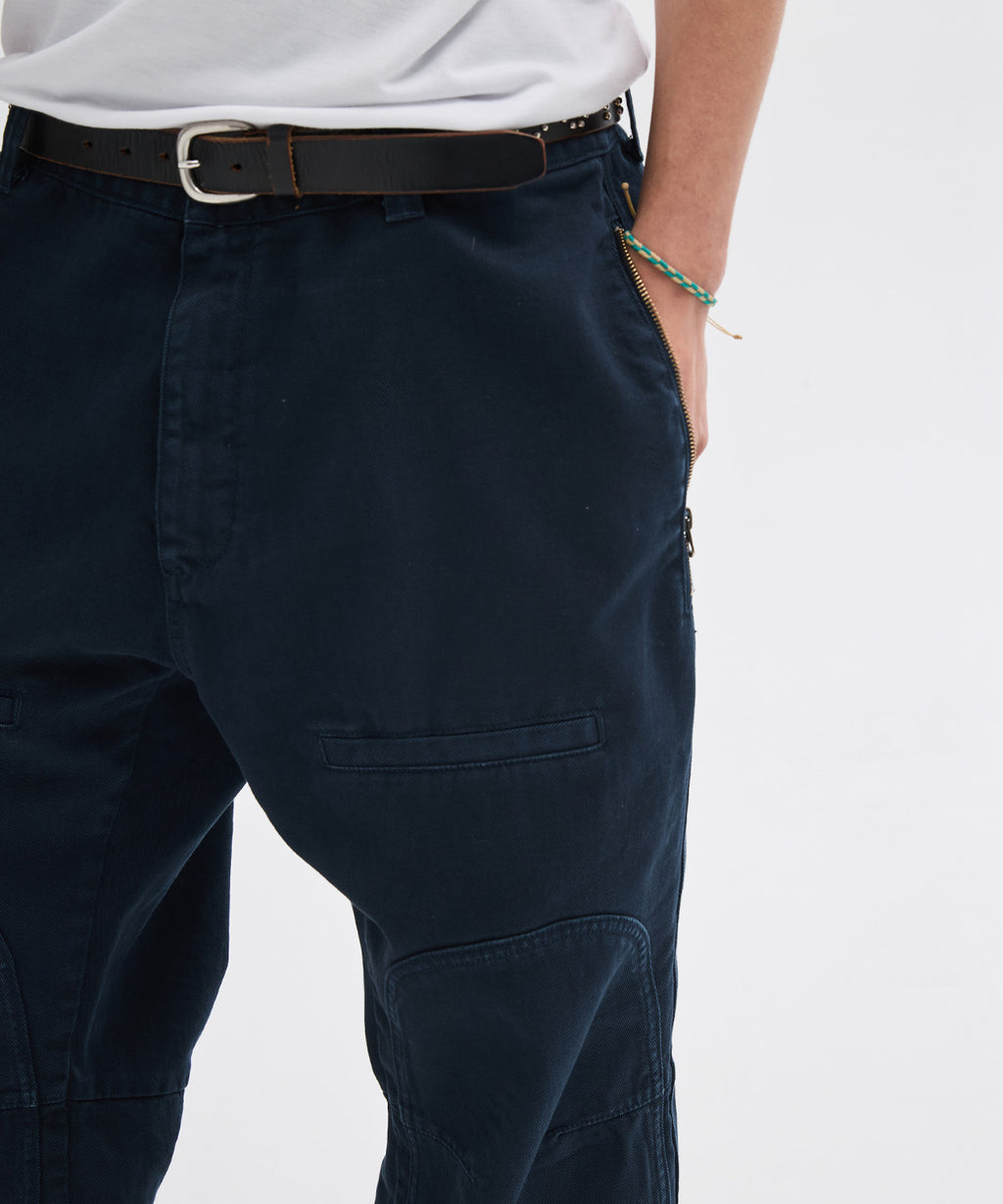 Side Zipper Garment Dyed Cargo Pants [Navy]