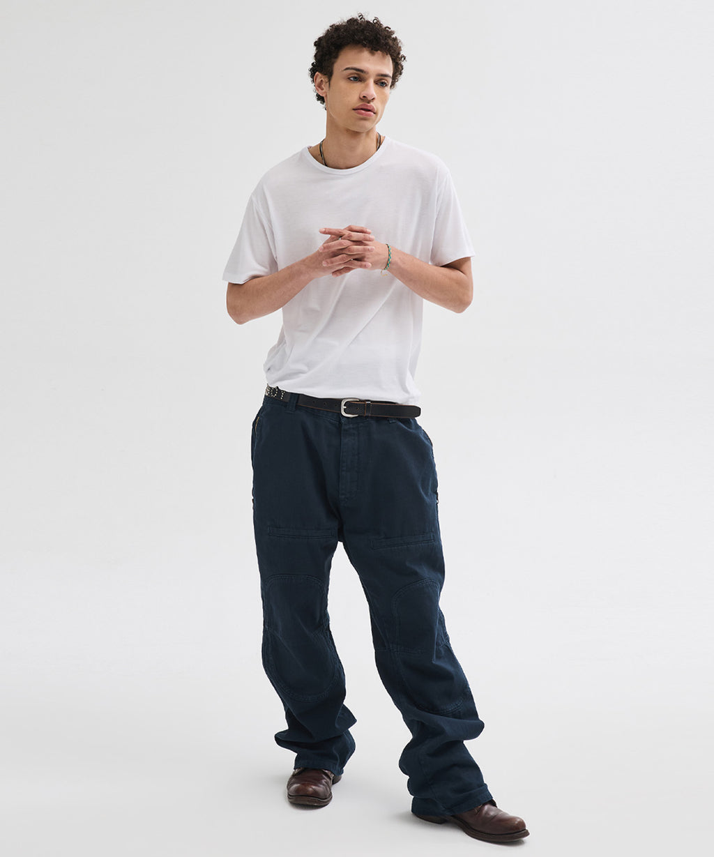 Side Zipper Garment Dyed Cargo Pants [Navy]