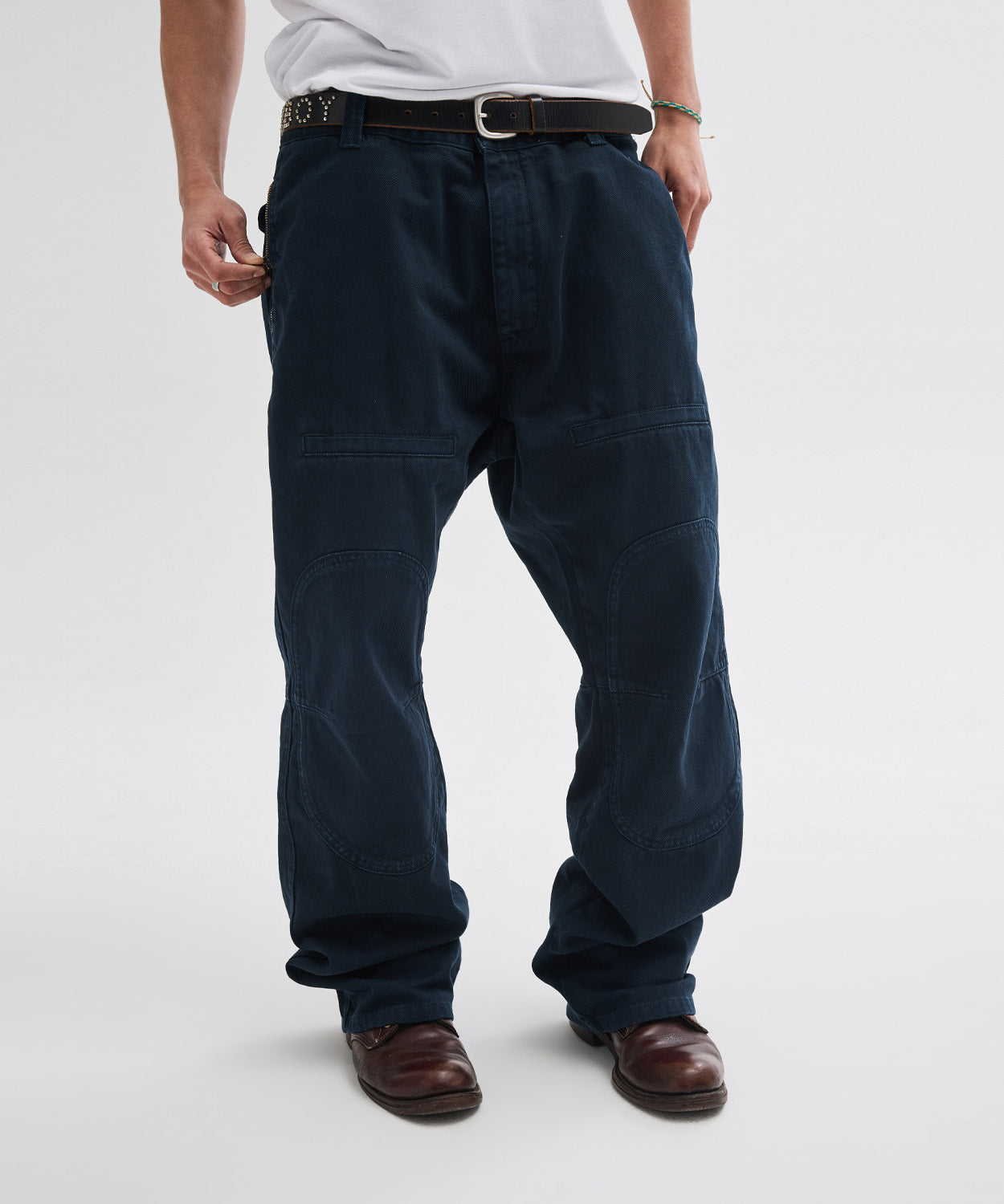 Side Zipper Garment Dyed Cargo Pants [Navy]