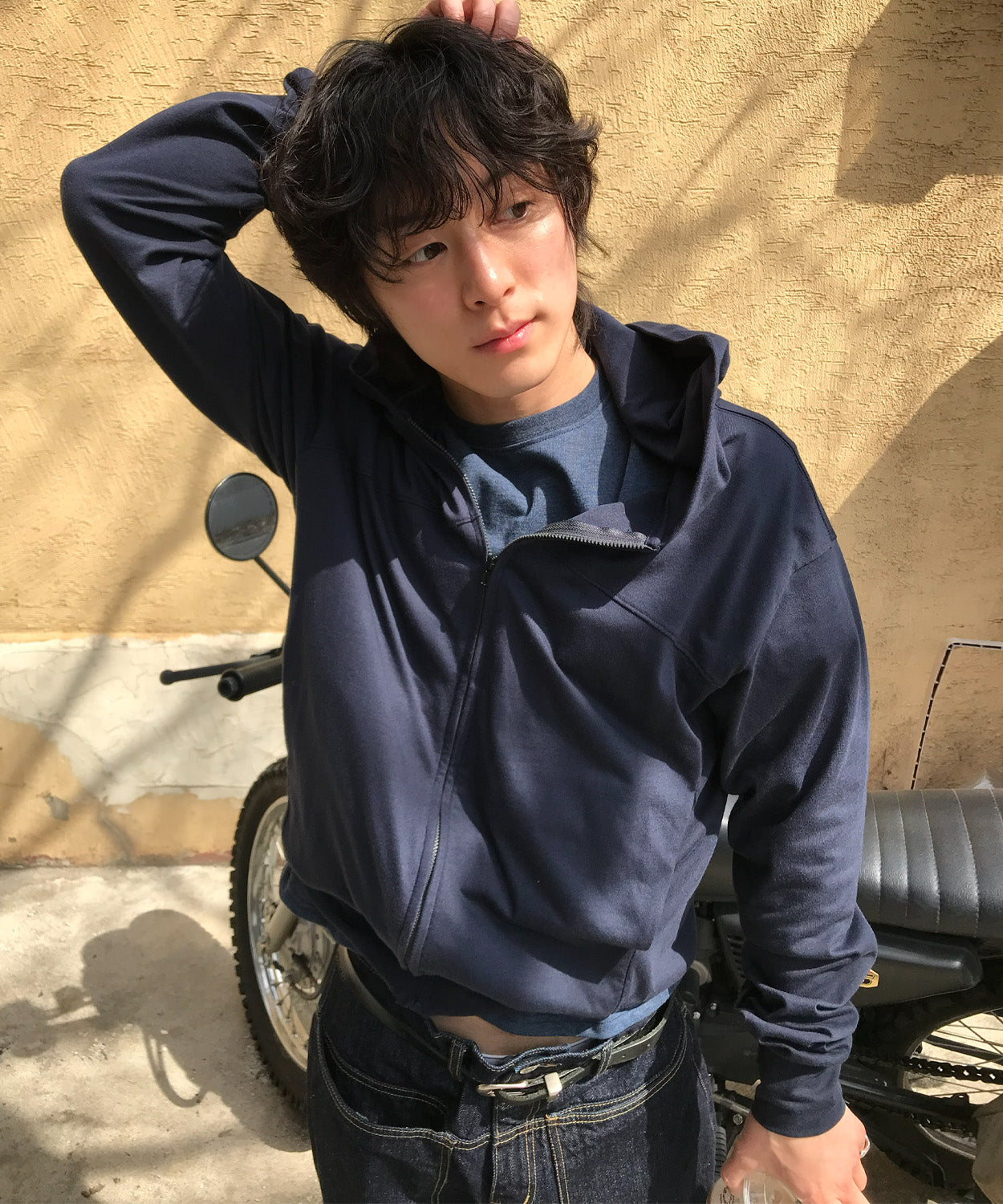 Slim Fit Hoodie Zip-Up [Navy]