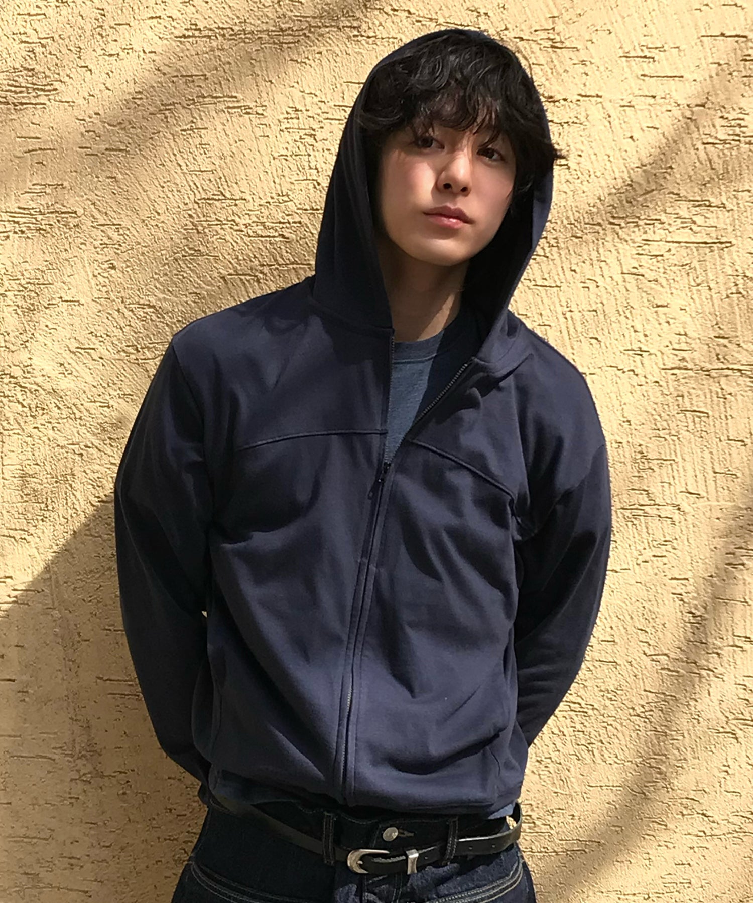 Slim Fit Hoodie Zip-Up [Navy]