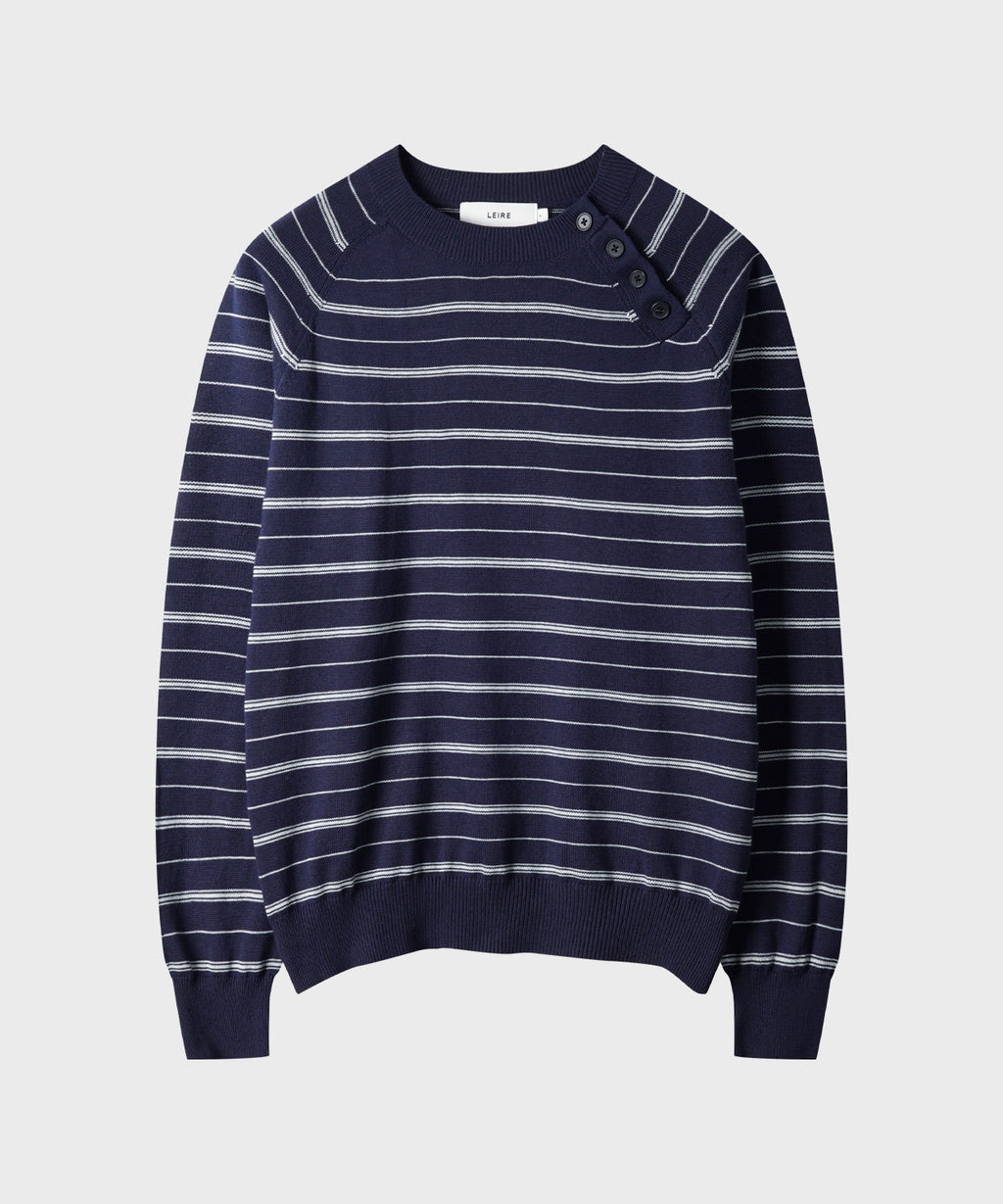 Diagonal Henley Neck Crop Knit [Navy ST]