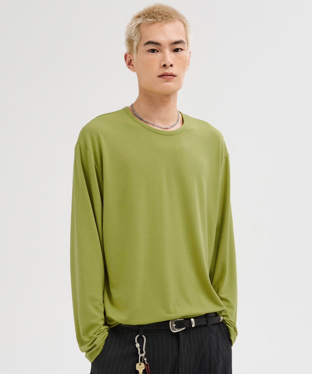 Soft Round Long Sleeve T-Shirt [Olive]