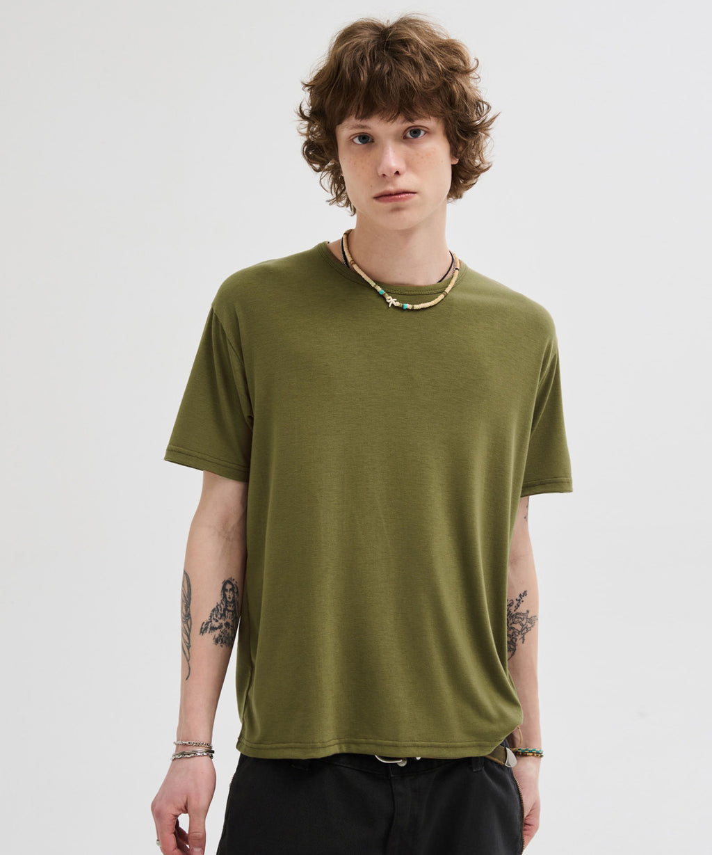 Soft U-Neck Inner T-Shirt [Olive]