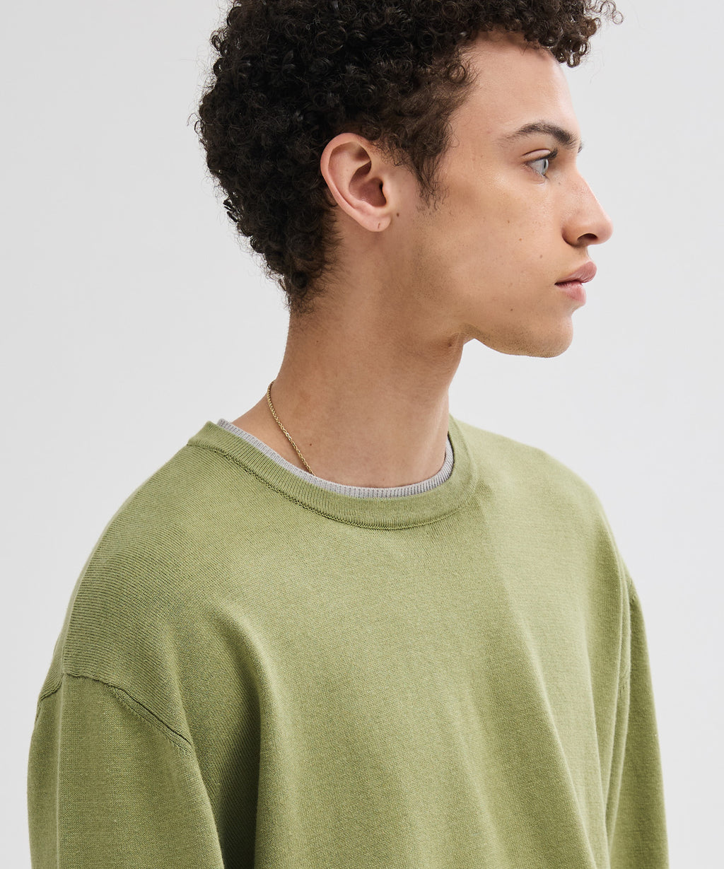 Soft Layer Round Knit [Olive]