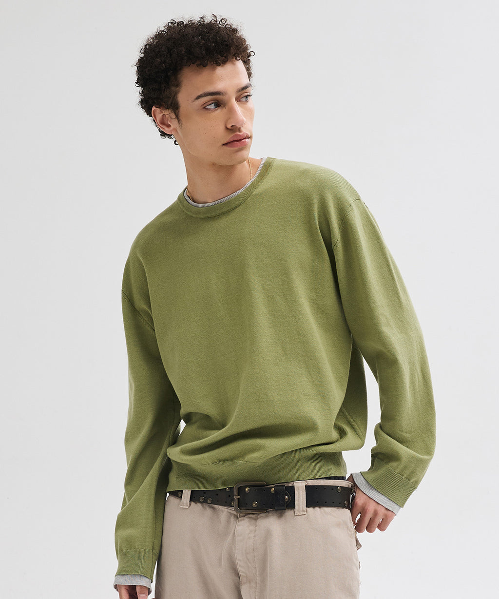 Soft Layer Round Knit [Olive]