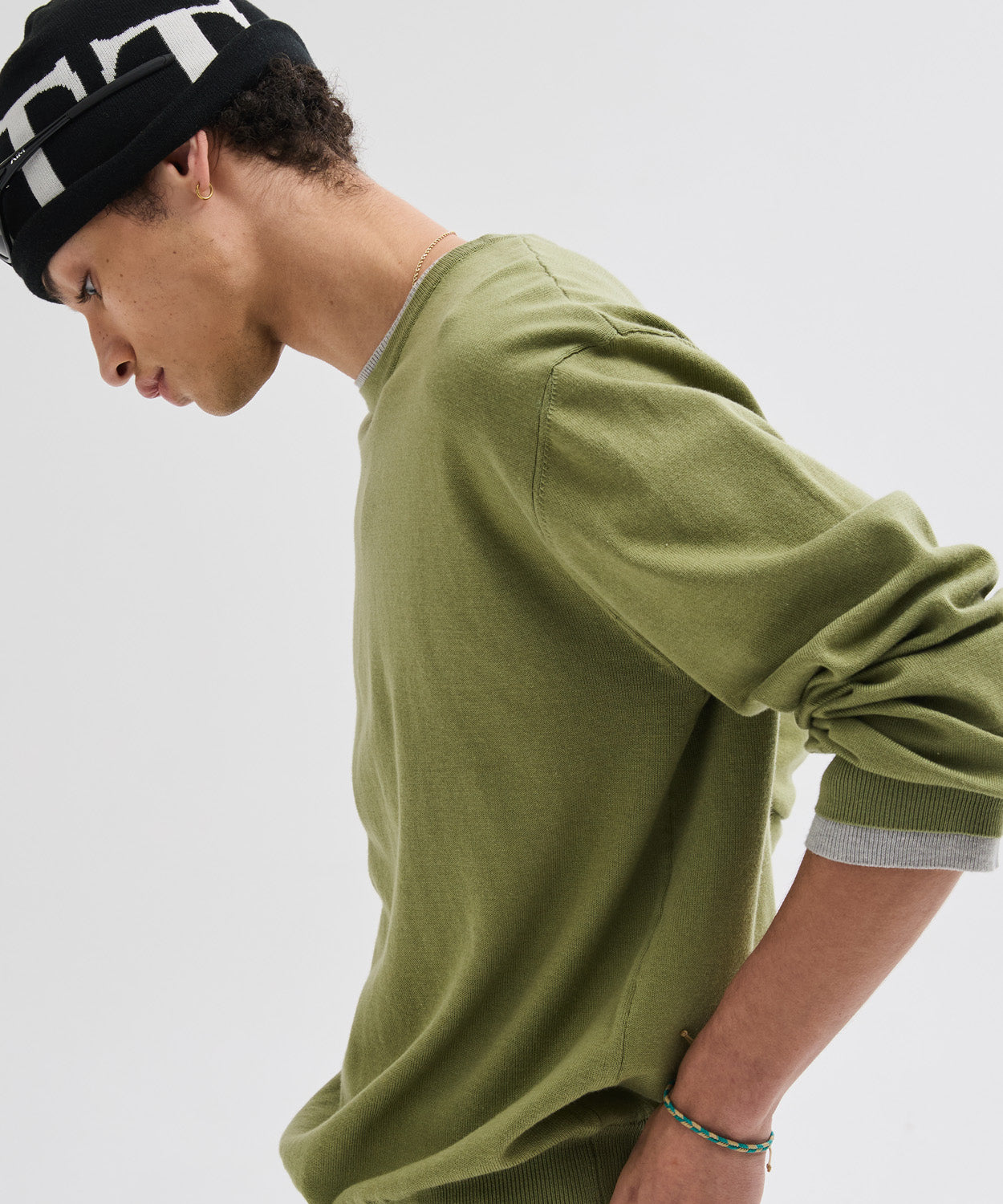 Soft Layer Round Knit [Olive]