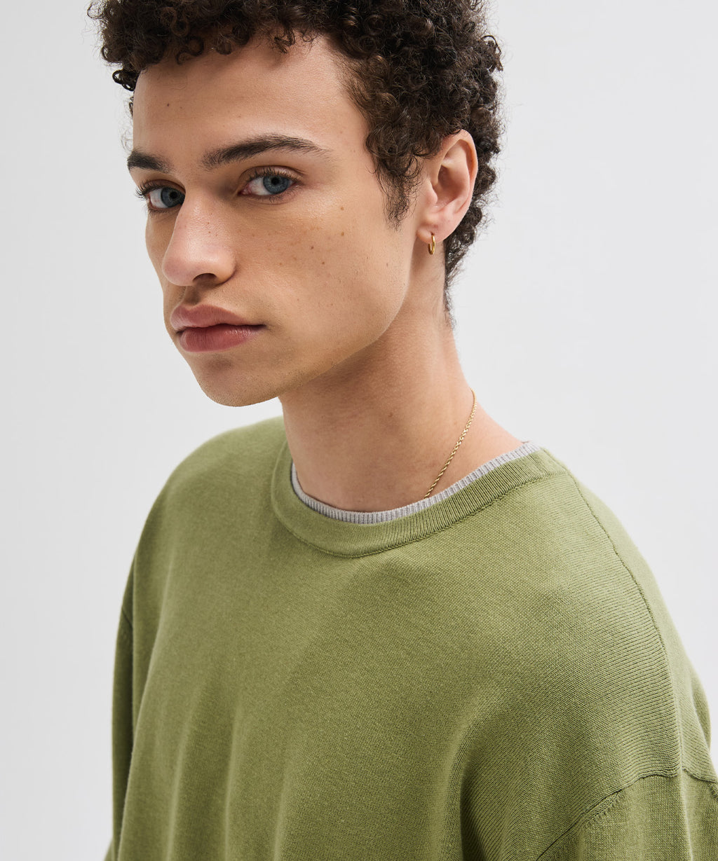 Soft Layer Round Knit [Olive]