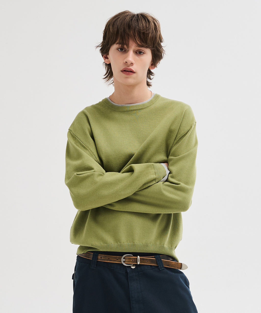 Soft Layer Round Knit [Olive]