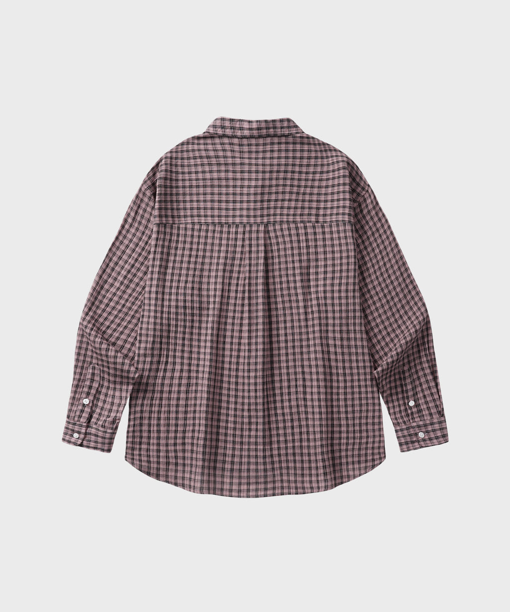 Essential Seersucker Check Shirt [Pink]
