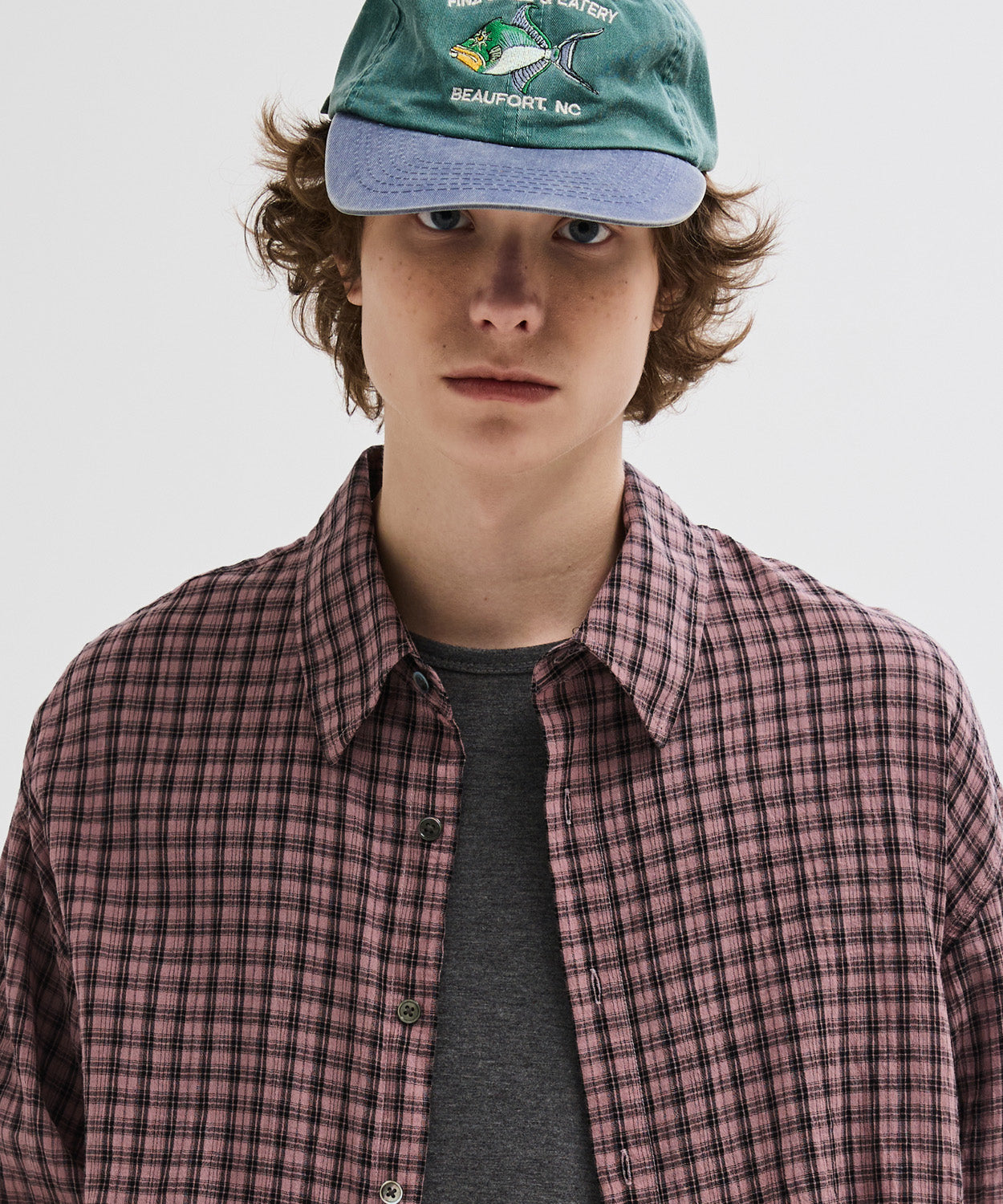 Essential Seersucker Check Shirt [Pink]