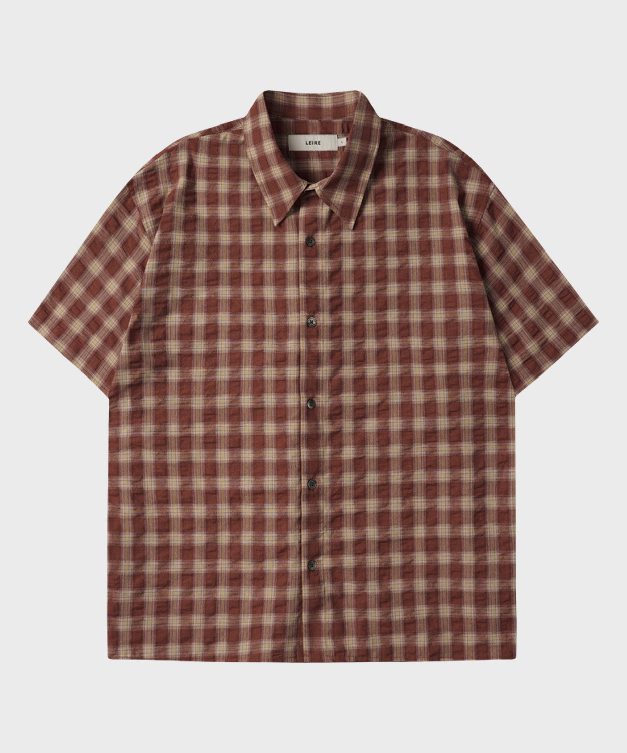 Crinkle Vintage Check Short Sleeve Shirt [Red]