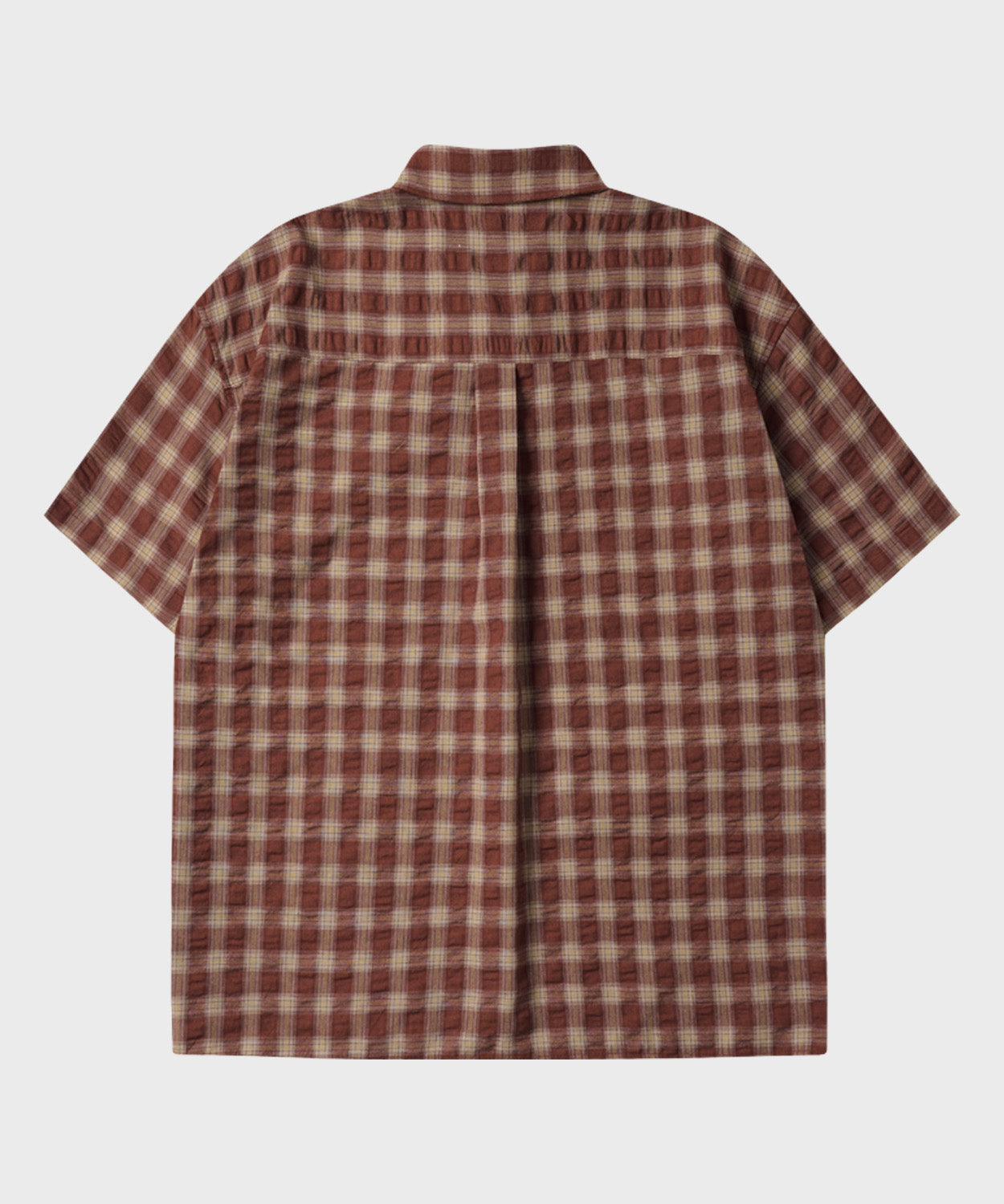 Crinkle Vintage Check Short Sleeve Shirt [Red]
