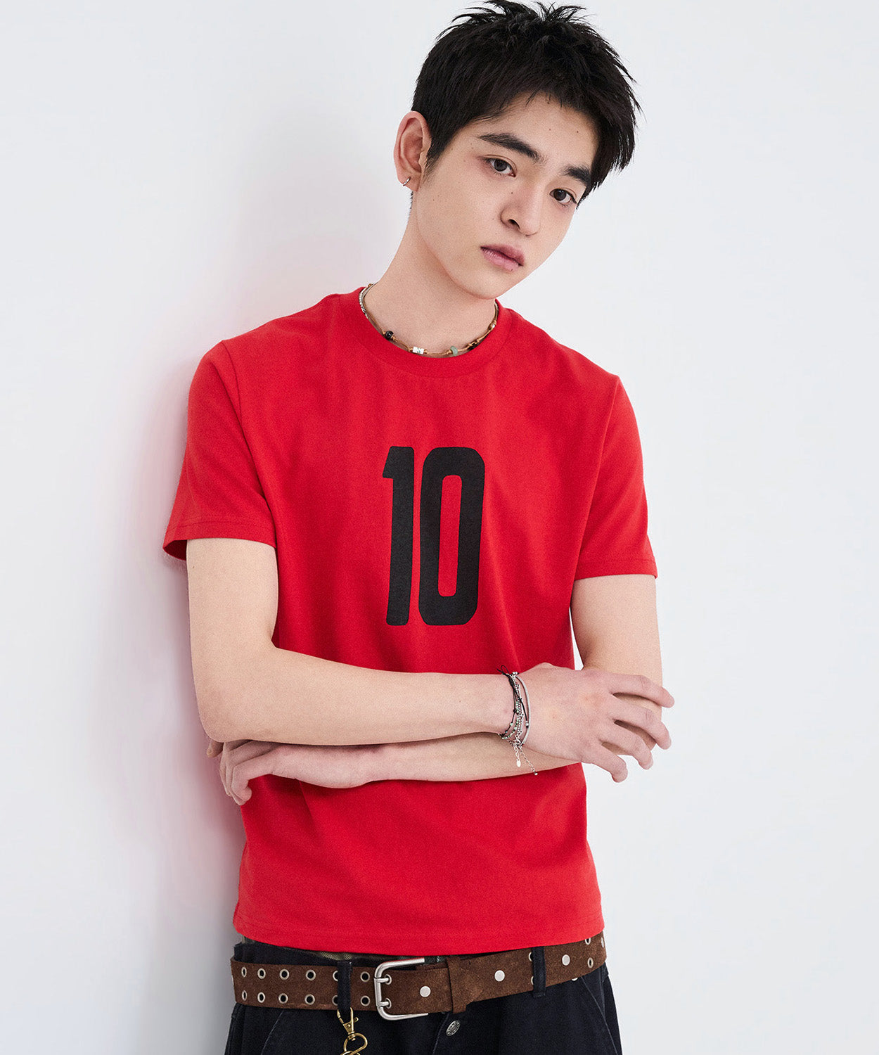 Vintage Number Print T-Shirt [Red]