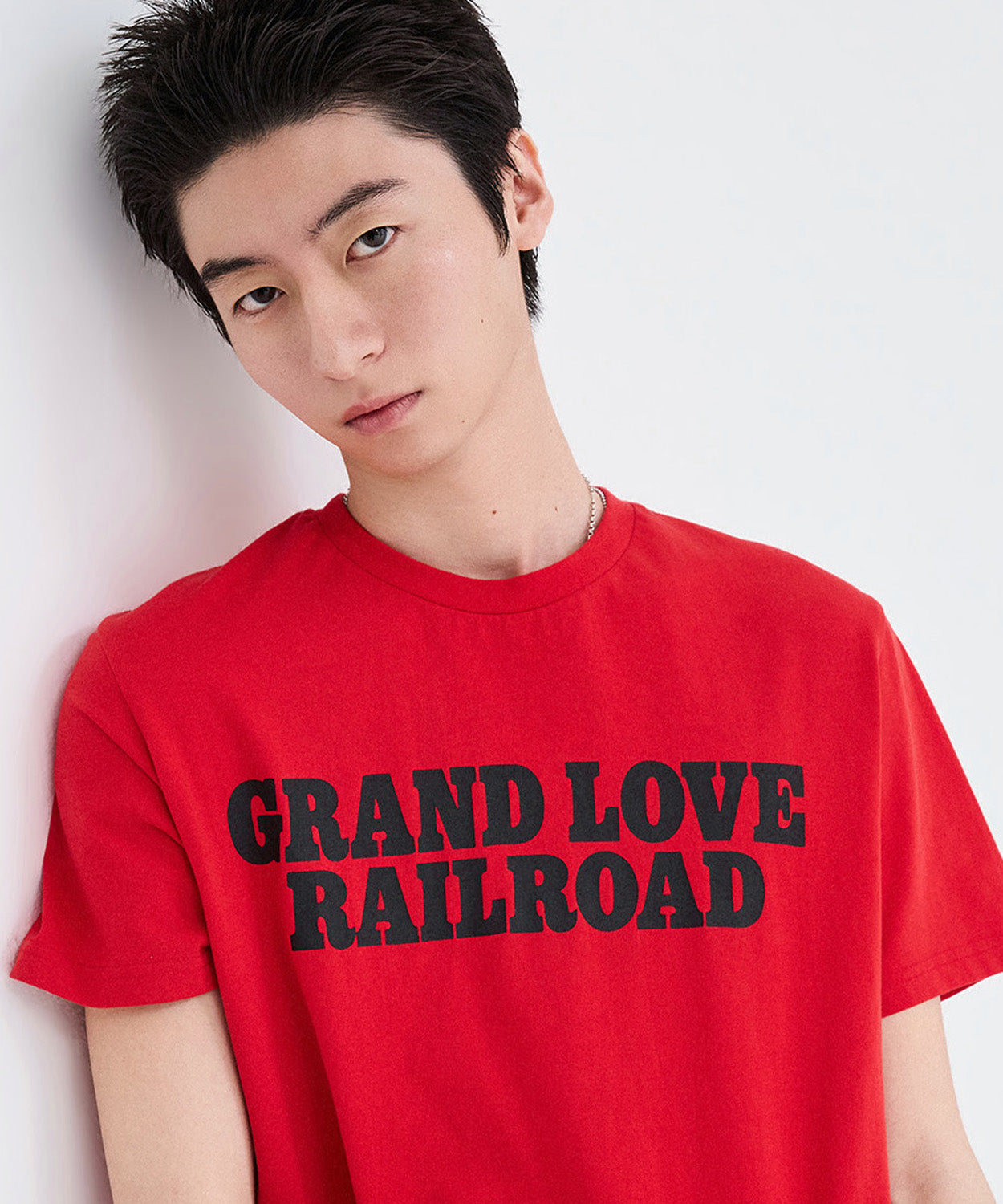 Vintage Lettering Print T-Shirt [Red]