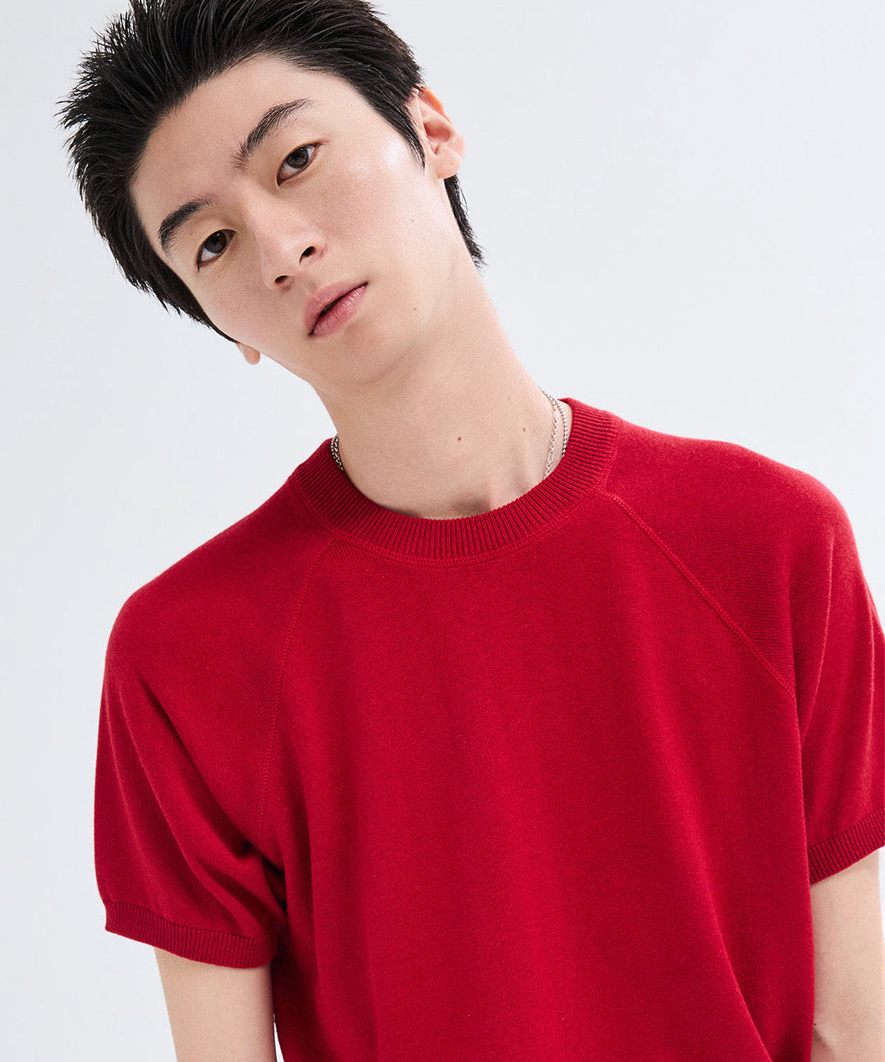 Vintage Fit Raglan Short Sleeve Knit [Red]