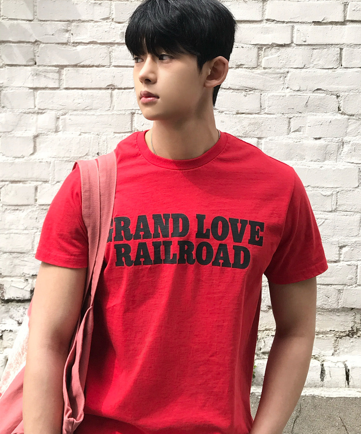 Vintage Lettering Print T-Shirt [Red]