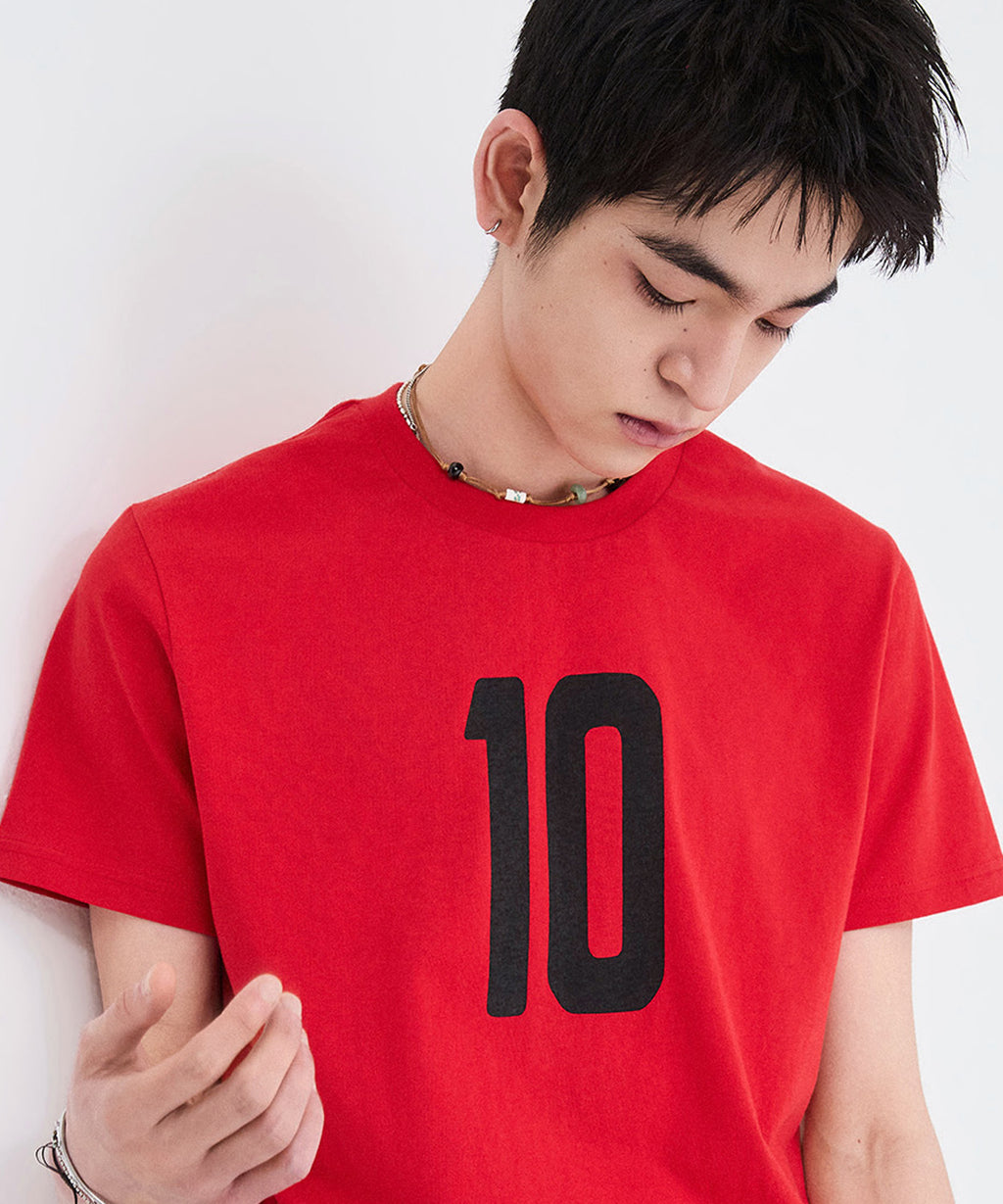 Vintage Number Print T-Shirt [Red]