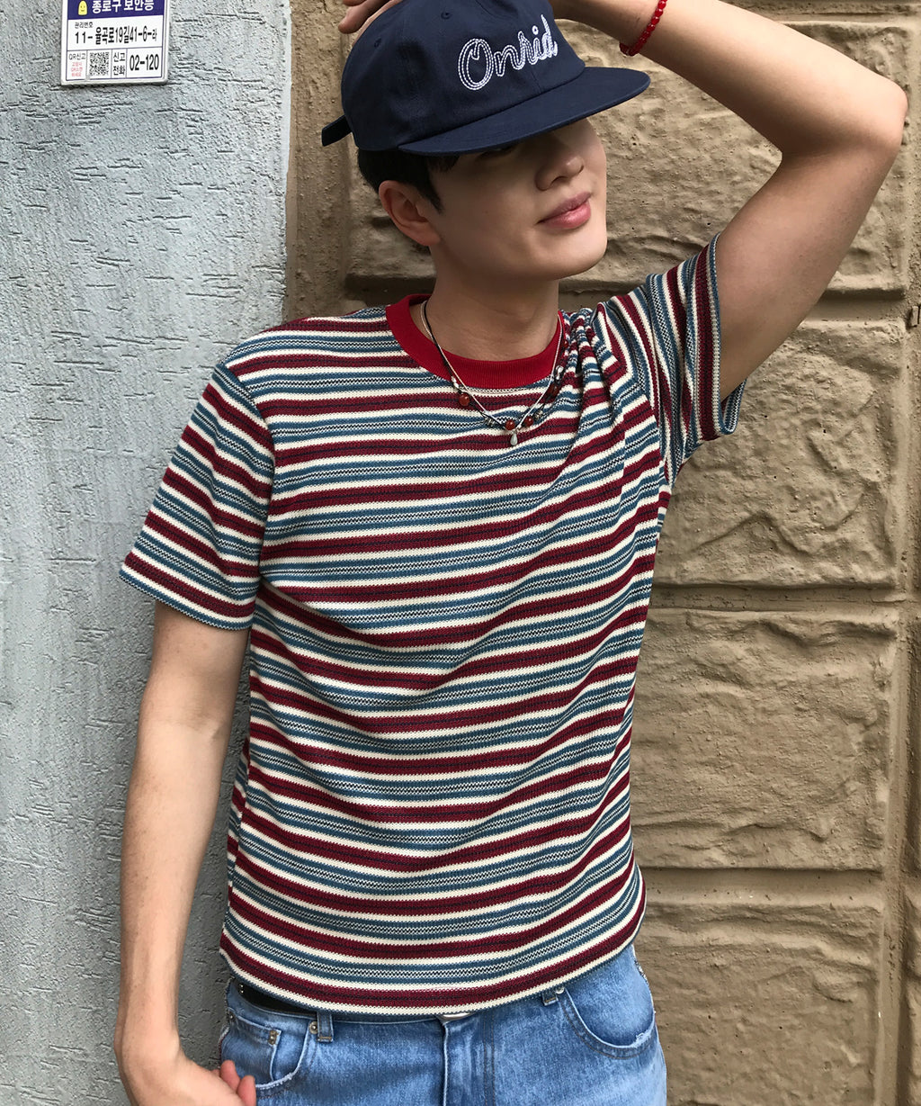 Summer Stripe Short Sleeve T-Shirt [Red]