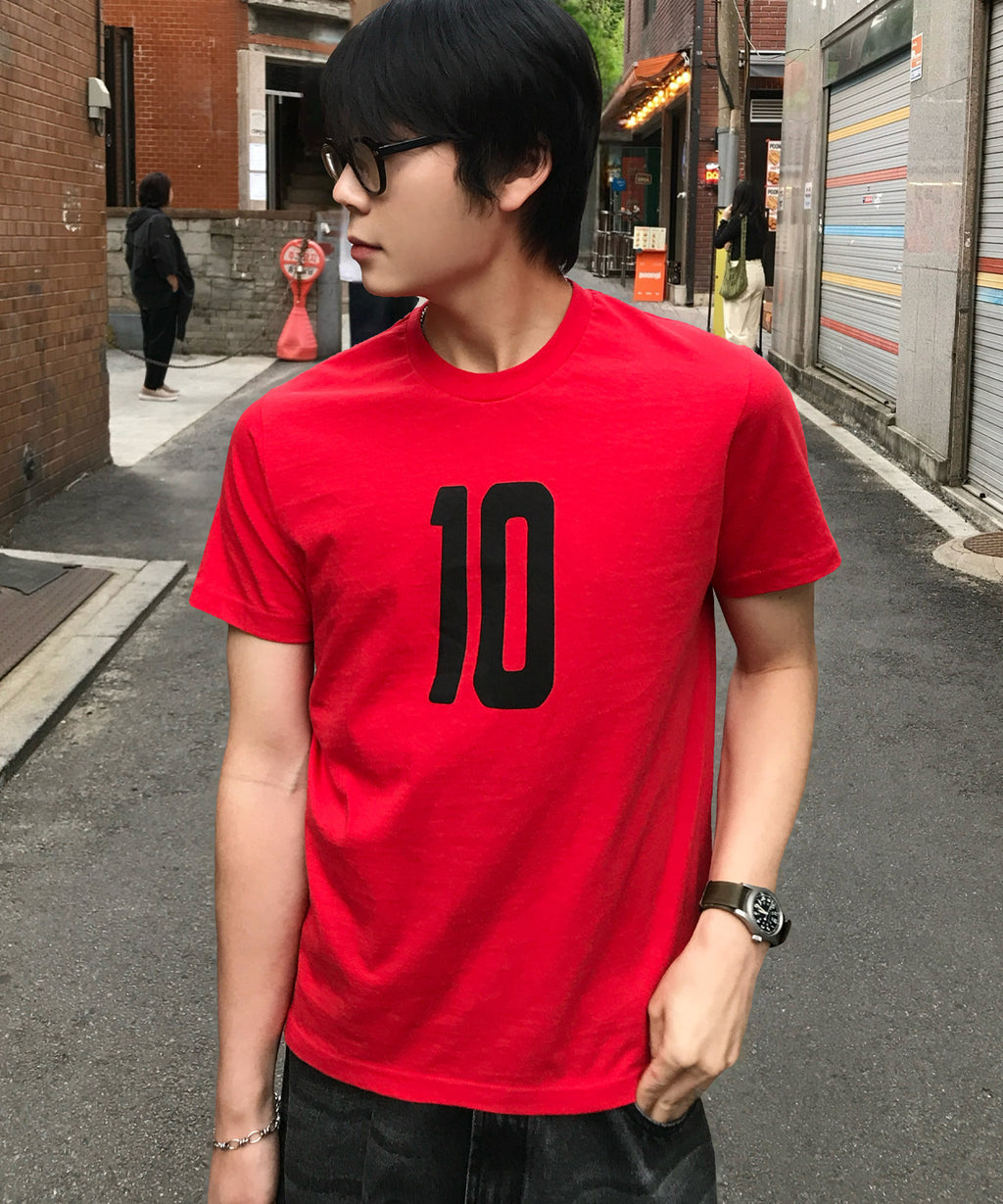 Vintage Number Print T-Shirt [Red]
