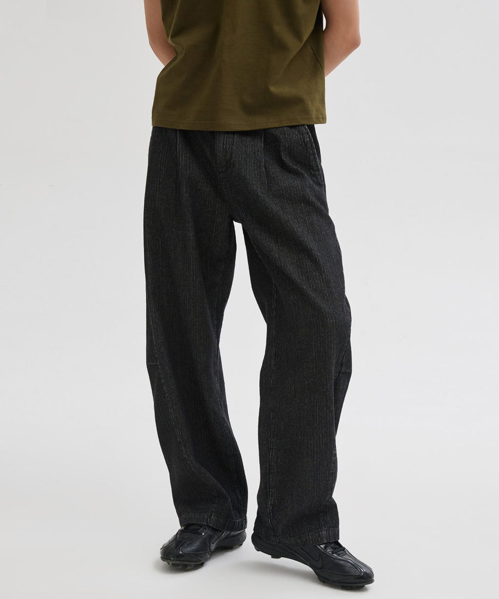 Curved Bijou Washed Pants [Stripe]