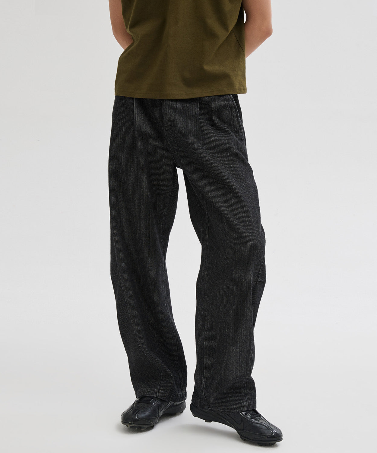 Curved Bijou Washed Pants [Stripe]