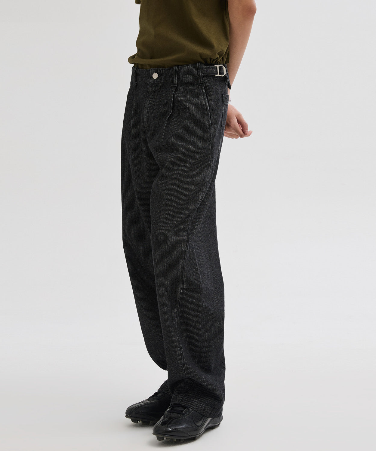 Curved Bijou Washed Pants [Stripe]
