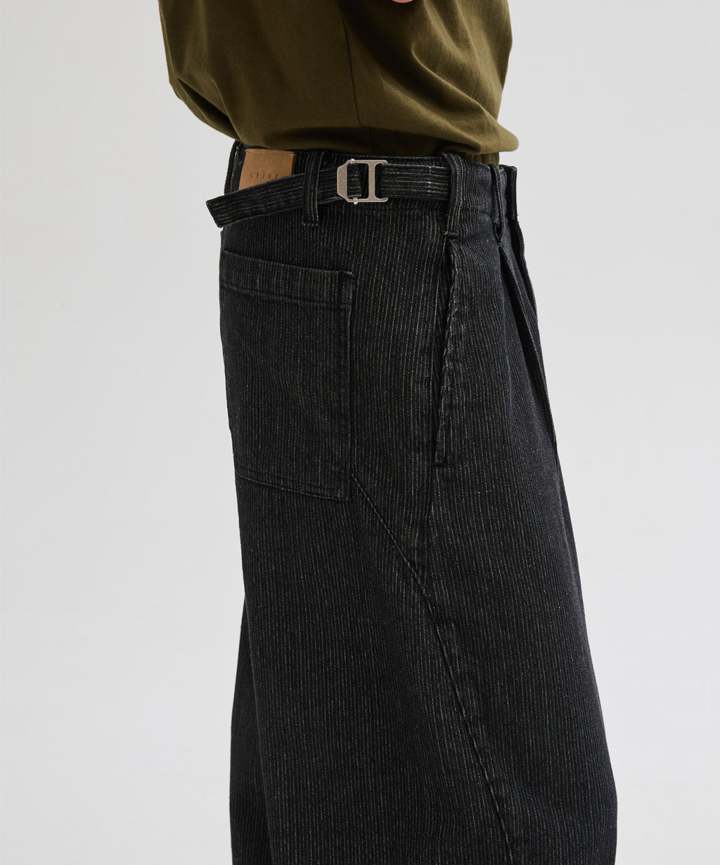 Curved Bijou Washed Pants [Stripe]