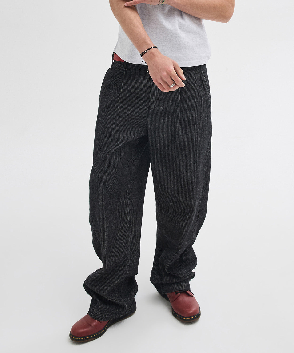 Curved Bijou Washed Pants [Stripe]
