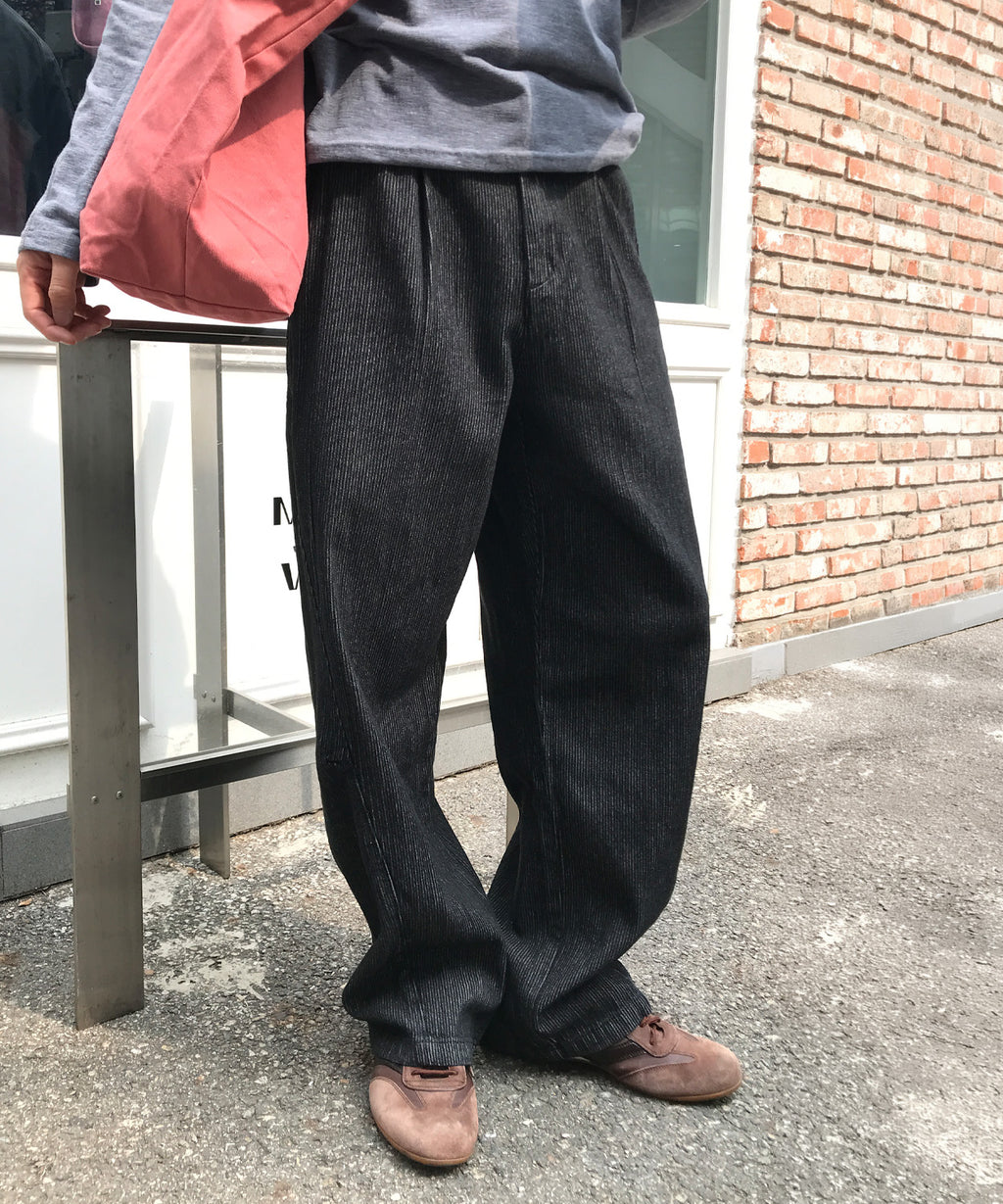 Curved Bijou Washed Pants [Stripe]